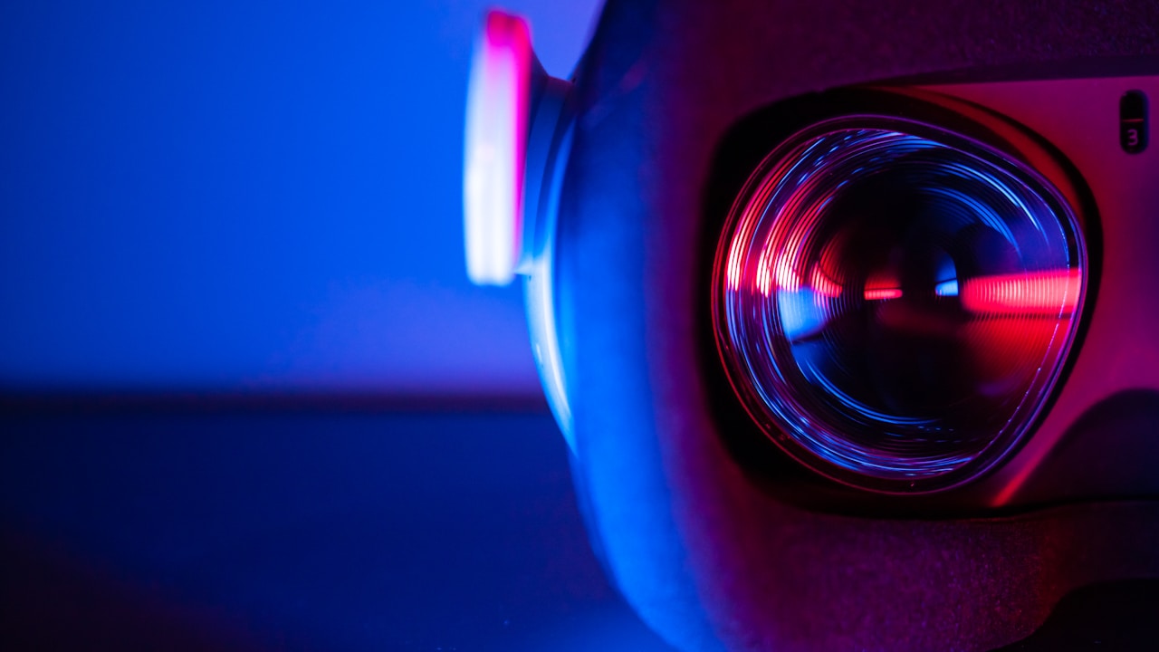 Close-up of a VR headset lens