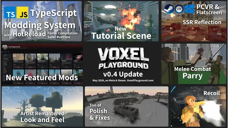 Developer update image for Voxel Playground 0.4 Update: Tutorial, Mods, Combat, and Better Destruction