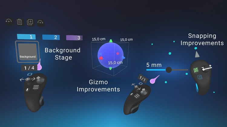 Developer update image for Update - Background stage, Easy access to grid settings, Gizmo Improvements