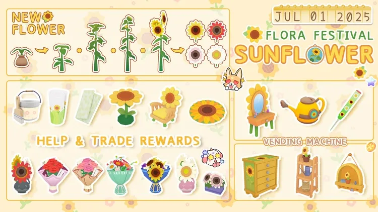 Developer update image for Flora Festival Event : Sunflower is coming!! Version 1.0.132 Release Note