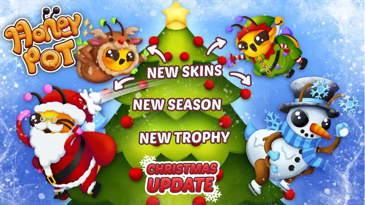 Developer update image for 🎁 🎄 Merry Bee-Mas! Season 3 Has Arrived: New Levels, New Boss, Holiday Cheer ! - v1.1.40