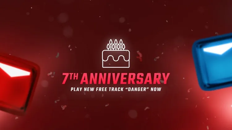 Developer update image for Beat Saber Anniversary Update v1.40.5 with free track Danger by Teminite x Boom Kitty