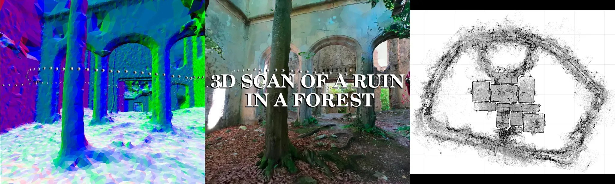 3D scan of a ruin in a forest