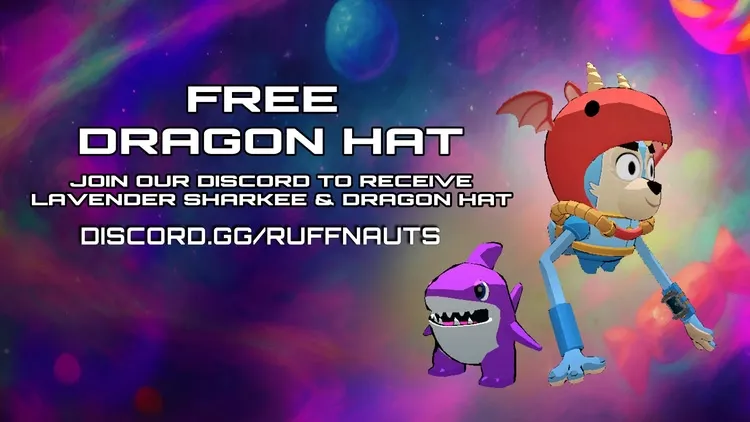 Developer update image for Join Ruffnauts Discord for Exclusive Lavender Sharkee & Dragon Hat!