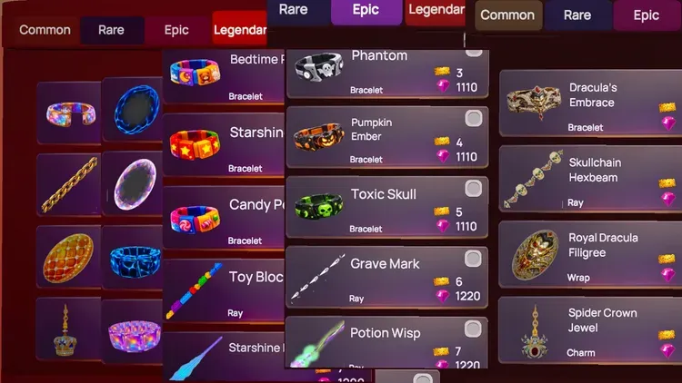 Developer update image for Added Rare / Epic / Legendary cosmetics