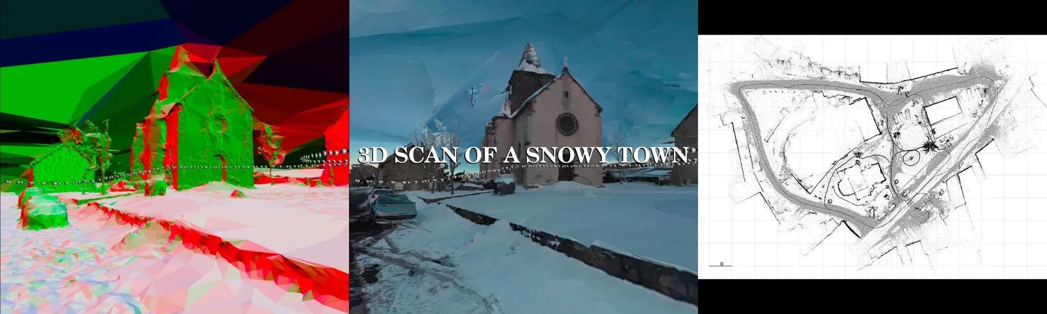 3D scan of a snowy town