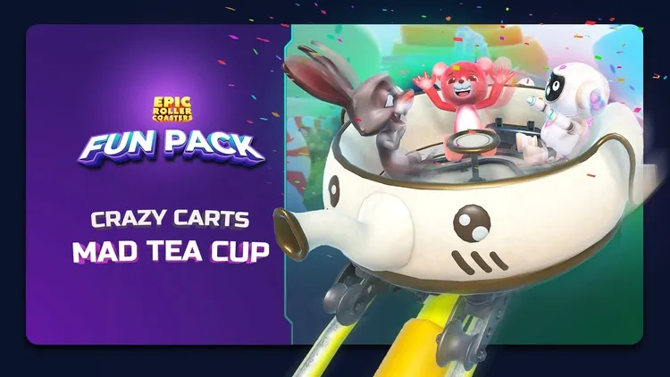 Developer update image for New DLC: MAD TEA CUP cart, an extra dose of spin and fun for you