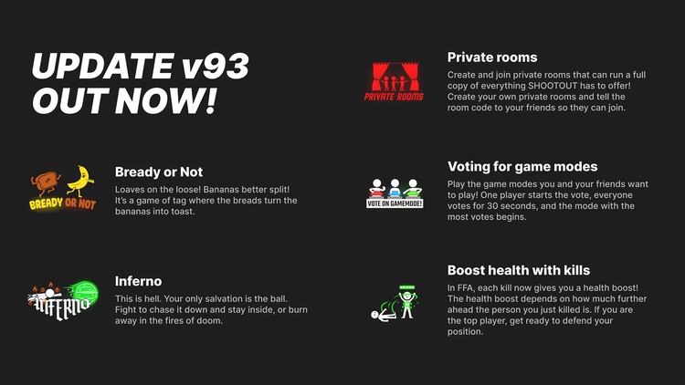 Developer update image for Two new game modes, play with friends and voting is live in v93 major update! 