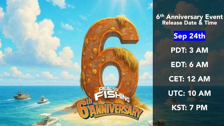 Developer update image for 🎉 Real VR Fishing 6th Anniversary Event – D-1 🎉