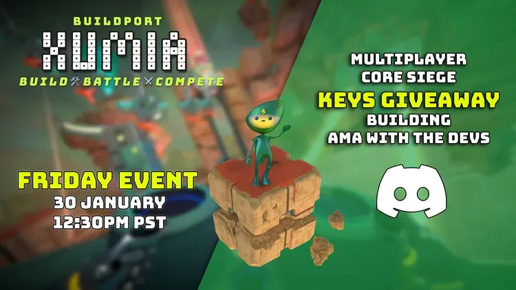 Developer update image for Friday Event on our Discord - come!