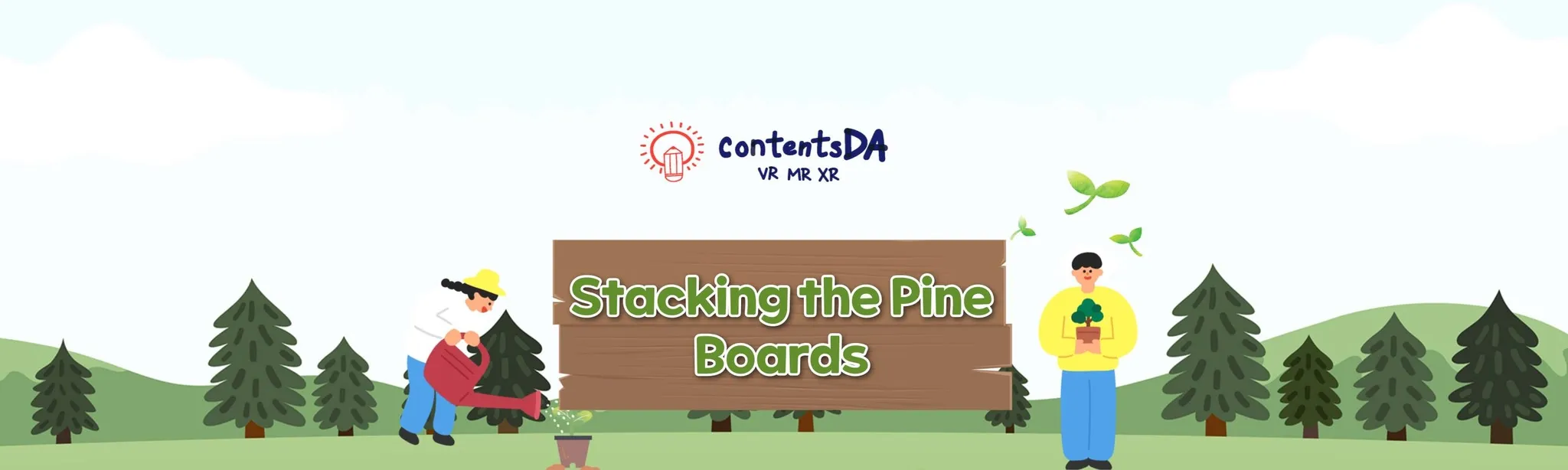 Stacking the pine boards