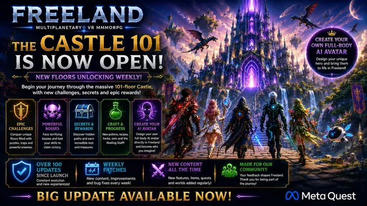 Developer update image for 🏰 The Castle 101 Is Open! Create Your Own AI Avatar in Freeland!