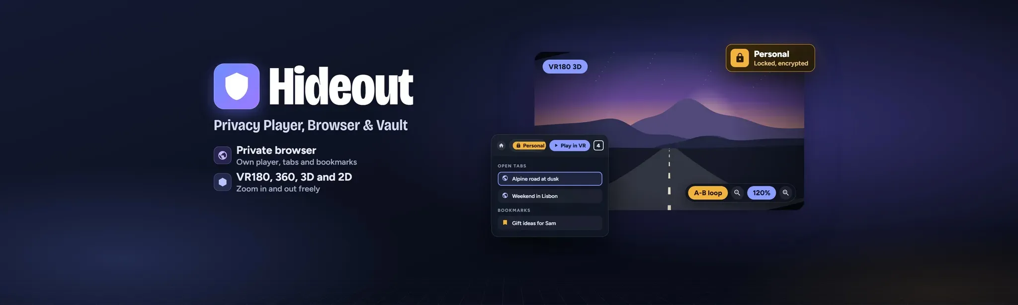 Hideout: Privacy Player, Browser & Vault