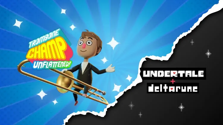 Developer update image for Trombone Champ Unflattened Goes Full Determination Today with the UNDERTALE + DELTARUNE Song Pack