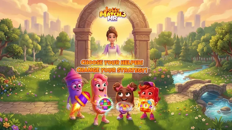 Developer update image for Different Helpers. Different Ways to Play in Jolly Match 3 MR.