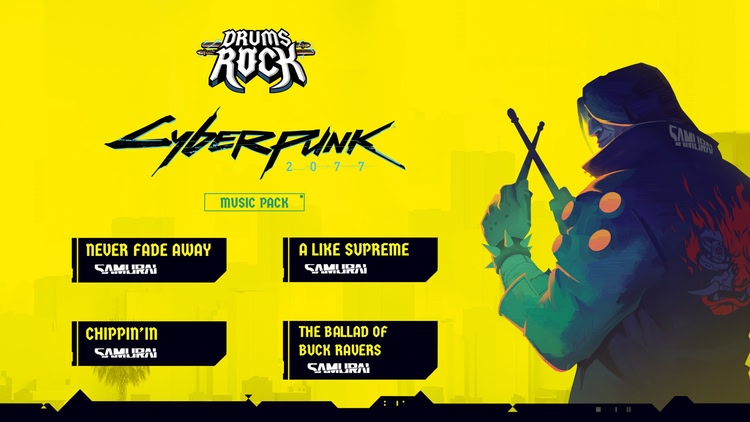 Developer update image for Drums Rock DLC: Cyberpunk 2077 Music Pack