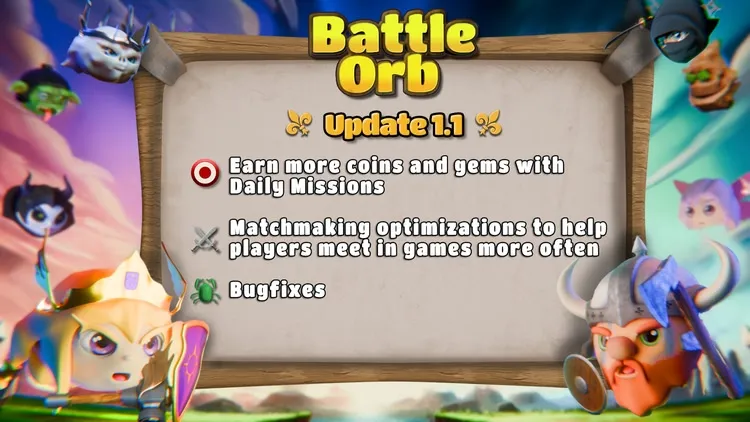 Developer update image for Update 1.1 - Daily Missions & Matchmaking improvements 