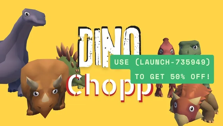 Developer update image for USE (LAUNCH-735949) to get 50% off! Dino Chopp is Now Live — Slice, Shoot, and Climb the Global Leaderboard!