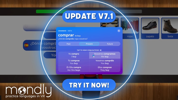 Developer update image for 🔥Mondly VR v7.1 is Live: Are you ready to practice your grammar? 🔥