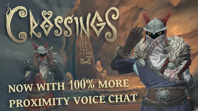 Developer update image for Save System and Voice Chat available now in Crossings! ⚔️
