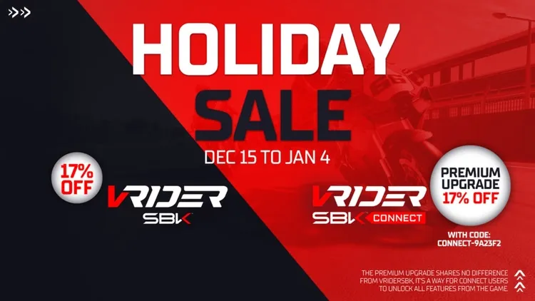 Developer update image for HOLIDAY SALE | Get 17% OFF on VRider SBK!