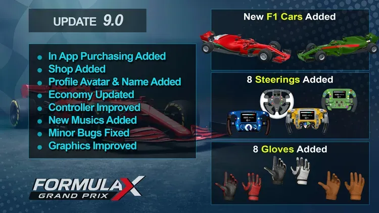 Developer update image for 🚨 Formula X –  Major  Update 9.0 is LIVE! 🏁
