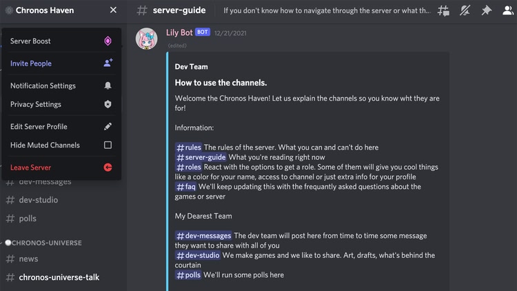 Developer update image for Our official global Discord Server “Chronos Haven” is available now!